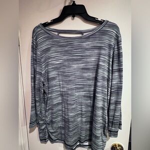T by Talbots Light and Dark BlueStriped Long Sleeve Top. Petite XL.
